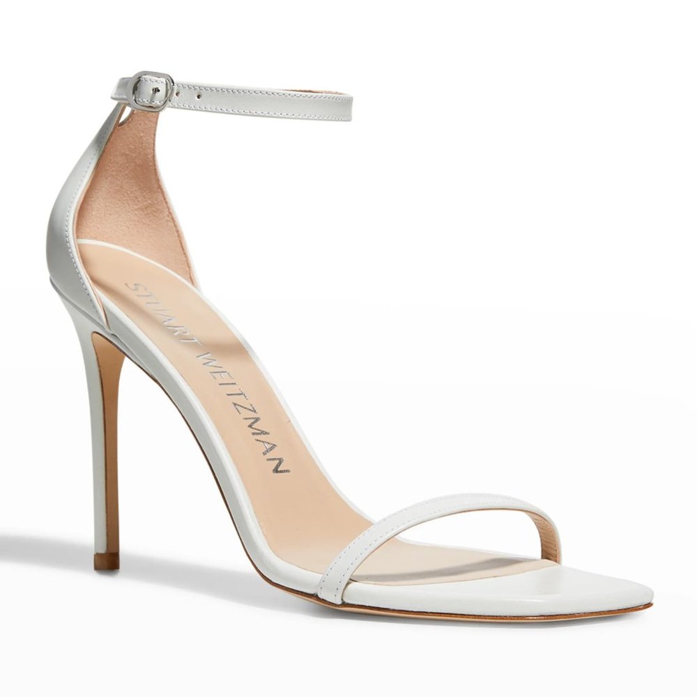 $500 Stuart Weitzman Nudistcurve 100 Sandal WHITE leather nudist 6  (PA1)